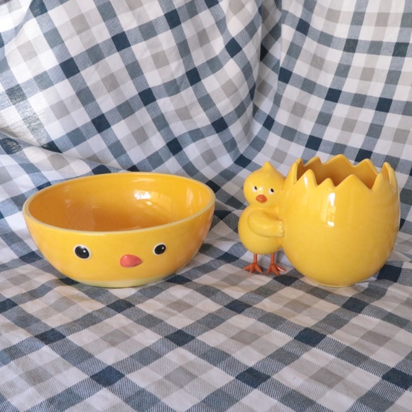 Other - Vintage Chicken & Chick Dishes Farm Animals Yellow Egg Decor Kitsch Rooster